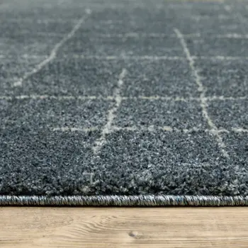 5' X 8' Blue and Gray Geometric Power Loom Area Rug