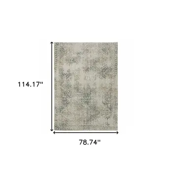 7' X 10' Gray Oriental Power Loom Area Rug