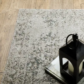 7' X 10' Gray Oriental Power Loom Area Rug