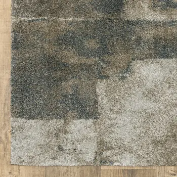 7' X 10' Teal Blue Geometric Power Loom Area Rug