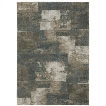 8' X 11' Teal Blue Geometric Power Loom Area Rug