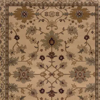 10' X 13' Ivory Oriental Power Loom Stain Resistant Area Rug