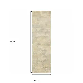 2' X 8' Grey Ivory Beige And Taupe Abstract Power Loom Stain Resistant Runner Rug