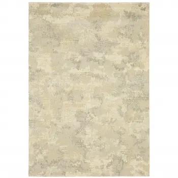 10' X 13' Grey Ivory Beige And Taupe Abstract Power Loom Stain Resistant Area Rug