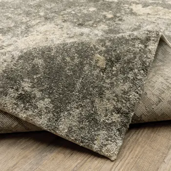 2' X 8' Charcoal Grey Beige And Tan Abstract Power Loom Stain Resistant Runner Rug