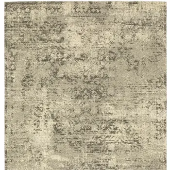 8' X 11' Grey Ivory Beige And Taupe Oriental Power Loom Stain Resistant Area Rug