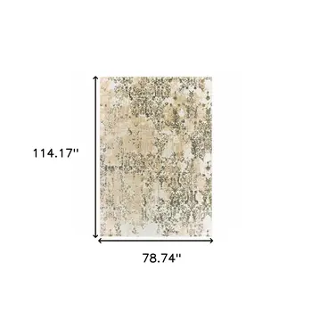 6' X 9' Grey And Gold Abstract Power Loom Stain Resistant Area Rug