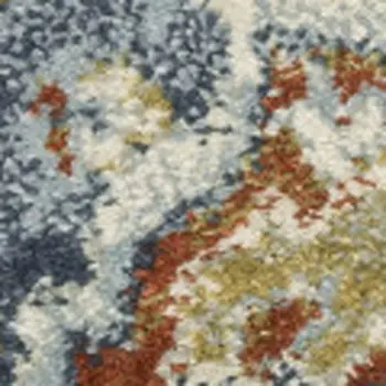 5' X 7' Blue Beige Rust Gold And Teal Oriental Power Loom Stain Resistant Area Rug