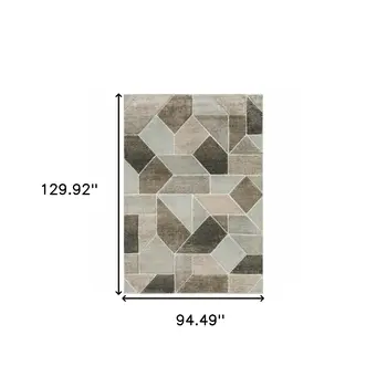 8' X 11' Gray And Ivory Geometric Area Rug