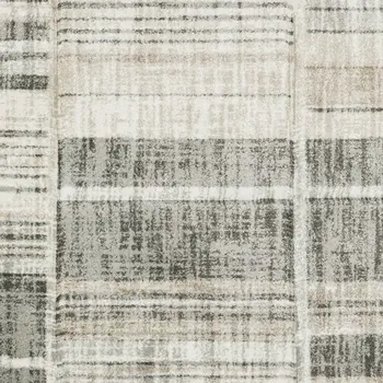 10' X 13' Grey Charcoal Ivory Tan Brown And Beige Geometric Power Loom Stain Resistant Area Rug