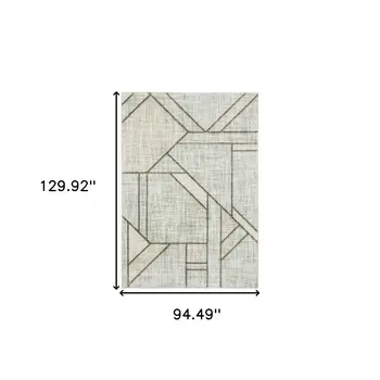 8' X 11' Gray And Ivory Geometric Power Loom Area Rug