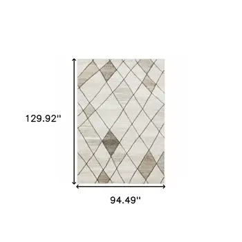 8' X 11' Beige And Gray Geometric Area Rug