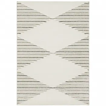 3' X 5' Beige Grey Sage Green Pale Blue Brown And Charcoal Geometric Power Loom Stain Resistant Area Rug