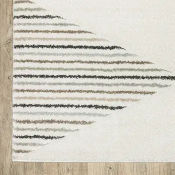 6' X 9' Beige Grey Sage Green Pale Blue Brown And Charcoal Geometric Power Loom Stain Resistant Area Rug