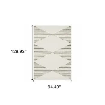 8' X 11' Beige Black And Green Geometric Area Rug