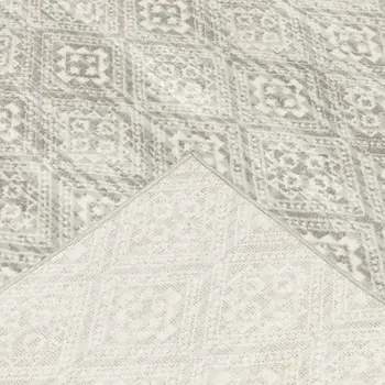 10' X 13' Light Gray And Gray Geometric Distressed Area Rug