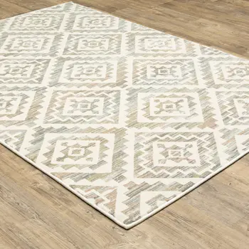 10' X 13' Grey Pink And Sage Geometric Power Loom Stain Resistant Area Rug