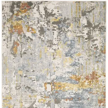 3' X 5' Beige And Blue Abstract Area Rug