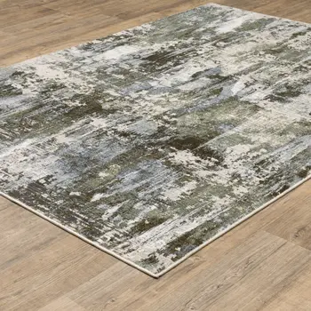 7' X 10' Green And Blue Abstract Area Rug