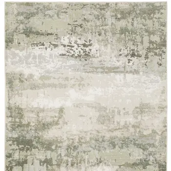 5' X 8' Beige And Green Abstract Distressed Area Rug