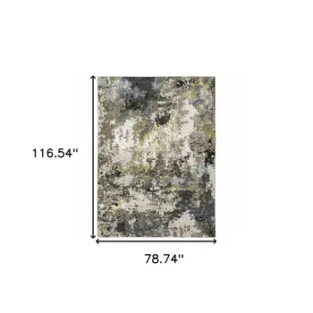 7' X 10' Gray And Green Abstract Area Rug