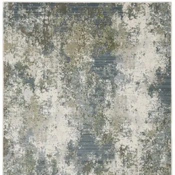 3' X 5' Blue Grey Green And Beige Abstract Power Loom Stain Resistant Area Rug