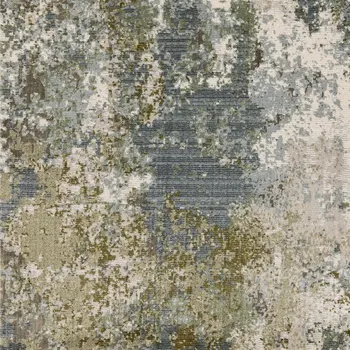 10' X 13' Blue Grey Green And Beige Abstract Power Loom Stain Resistant Area Rug