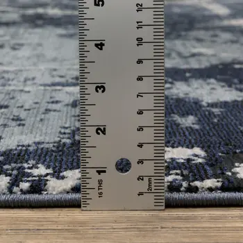 7' X 10' Blue Gray And Black Abstract Area Rug