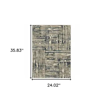 2' X 3' Blue And Beige Abstract Power Loom Stain Resistant Area Rug