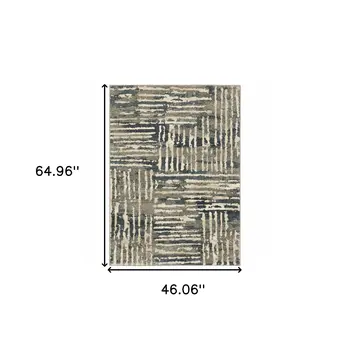 4' X 6' Blue And Beige Abstract Power Loom Stain Resistant Area Rug