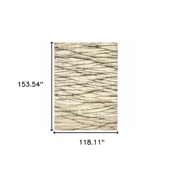 10' X 13' Ivory Sand And Ash Abstract Power Loom Stain Resistant Area Rug