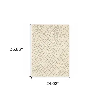 2' X 3' Ivory And Grey Geometric Power Loom Stain Resistant Area Rug