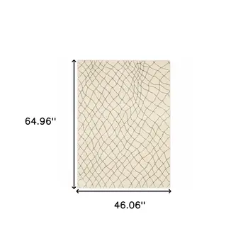 4' X 6' Ivory And Grey Geometric Power Loom Stain Resistant Area Rug