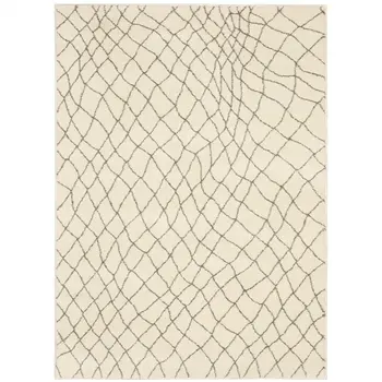 5' X 7' Ivory And Grey Geometric Power Loom Stain Resistant Area Rug