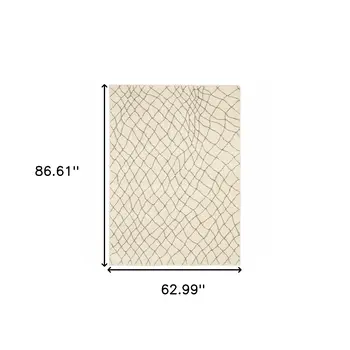 5' X 7' Ivory And Grey Geometric Power Loom Stain Resistant Area Rug