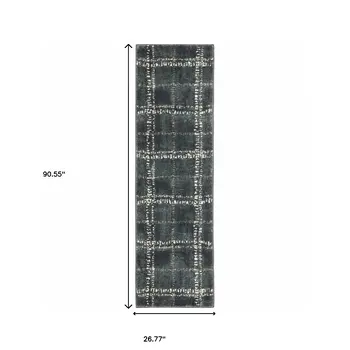 2' X 8' Blue And Ivory Geometric Power Loom Stain Resistant Runner Rug