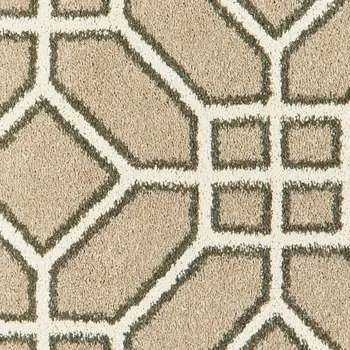 10' X 13' Sand And Ivory Geometric Power Loom Stain Resistant Area Rug