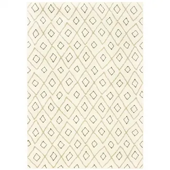 7' X 9' Gray And Ivory Geometric Shag Area Rug