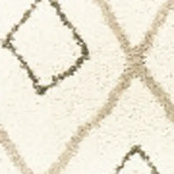 7' X 9' Gray And Ivory Geometric Shag Area Rug