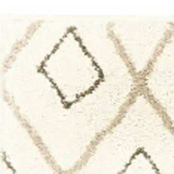 7' X 9' Gray And Ivory Geometric Shag Area Rug