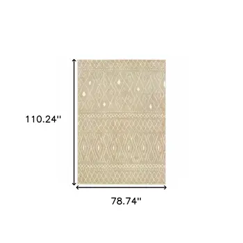 7' X 9' Sand Geometric Shag Area Rug