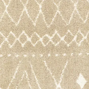 8' X 10' Sand And Ivory Geometric Power Loom Stain Resistant Area Rug
