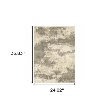 2' X 3' Beige And Grey Abstract Power Loom Stain Resistant Area Rug