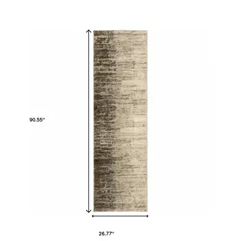 2' X 8' Beige And Grey Abstract Power Loom Stain Resistant Runner Rug