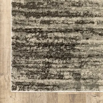 2' X 8' Beige And Grey Abstract Power Loom Stain Resistant Runner Rug