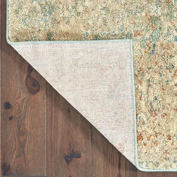 5' X 7' Foam Blue Pumpkin And Golden Yellow Abstract Power Loom Stain Resistant Area Rug