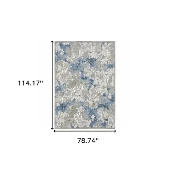 6' X 9' Grey Blue Ivory Navy Beige And Brown Abstract Power Loom Stain Resistant Area Rug