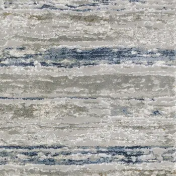 2' X 8' Grey Blue Light Blue Ivory And Brown Abstract Power Loom Stain Resistant Runner Rug