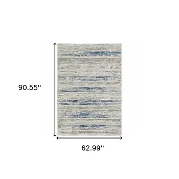 5' X 8' Blue Ivory Grey Light Blue And Brown Abstract Power Loom Stain Resistant Area Rug