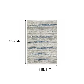 10' X 13' Blue Ivory Grey Light Blue And Brown Abstract Power Loom Stain Resistant Area Rug